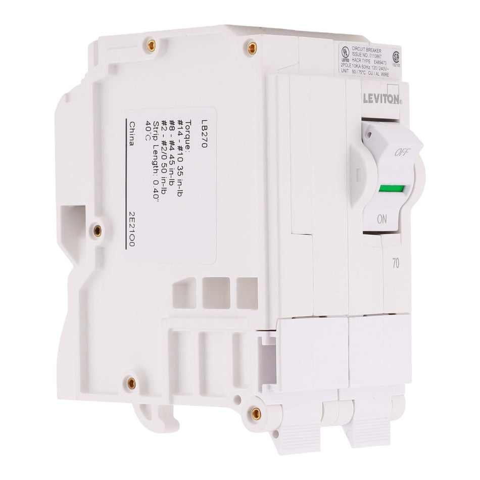 Leviton LB270 70A 2P 120/240V Hydraulic Magnetic Standard Circuit Breaker