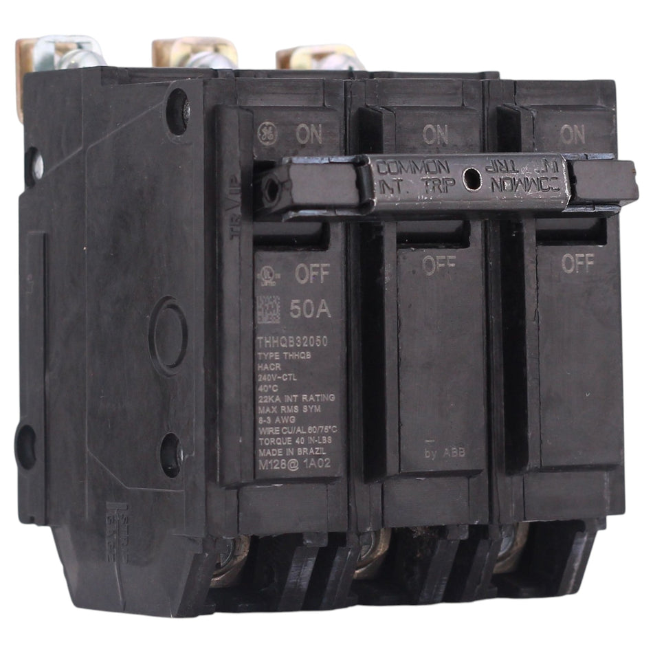 GE Q-Line, THHQB32050, 50A, 3P, 120/240V, 22kA, Bolt-On, Thermal-Magnetic, Circuit Breaker