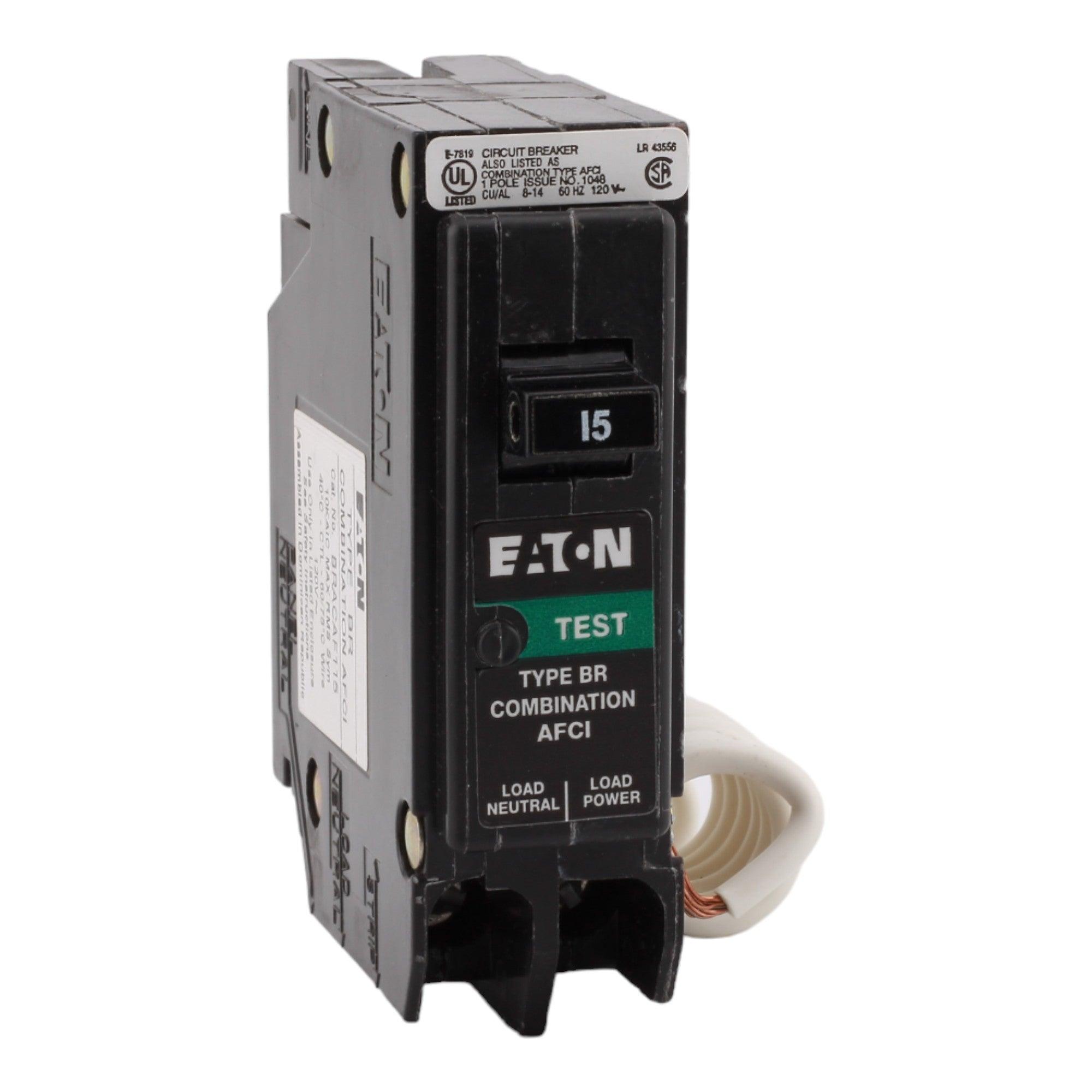 Eaton BRACAF115 15 Amp Single Pole 120V Pigtail-Neutral AFCI Arc Fault Circuit Breaker UL