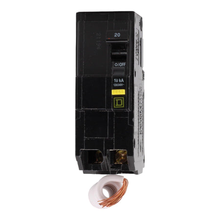 Square D QO220GFI 20 Amp Double Pole 240V Pigtail-Neutral GFCI Ground Fault Circuit Breaker UL