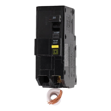 Square D QO220GFI 20 Amp Double Pole 240V Pigtail-Neutral GFCI Ground Fault Circuit Breaker UL
