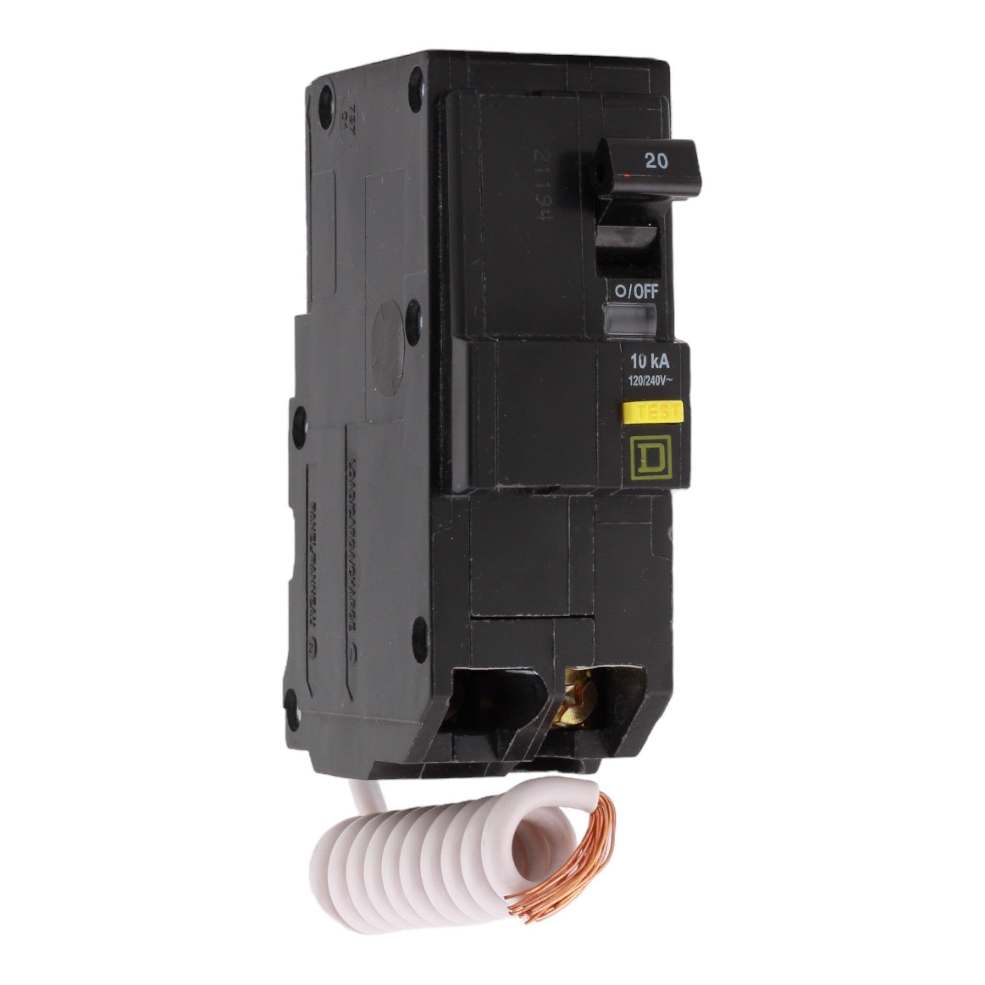 Square D QO220GFI 20 Amp Double Pole 240V Pigtail-Neutral GFCI Ground Fault Circuit Breaker UL