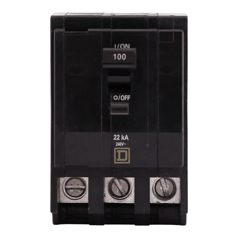 Square D QO, QO3100VH, 100A, 3P, 120/240V, 22kA, Thermal-Magnetic, Plug-In, Circuit Breaker