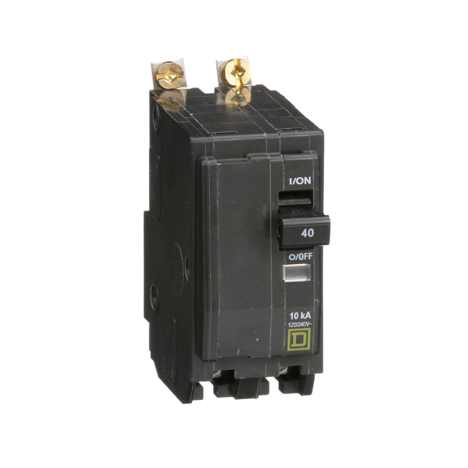 Square D QOB240, 40A, 120/240V, 2-Pole Miniature Circuit Breaker, Bolt-On, 10 kAIC, for QO Load Centers