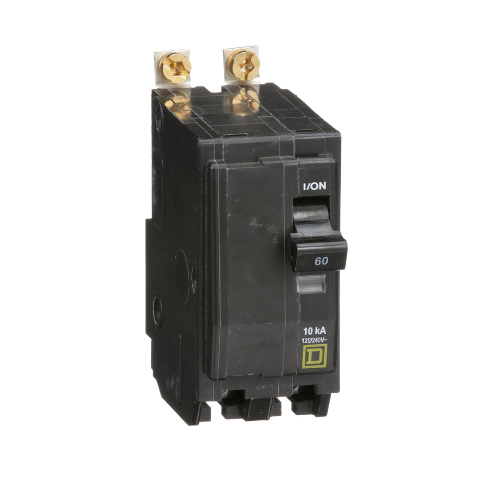 Square D QOB260, 60A, 120/240V, 2-Pole Miniature Circuit Breaker, Bolt-On, 10 kAIC, for QO Load Centers