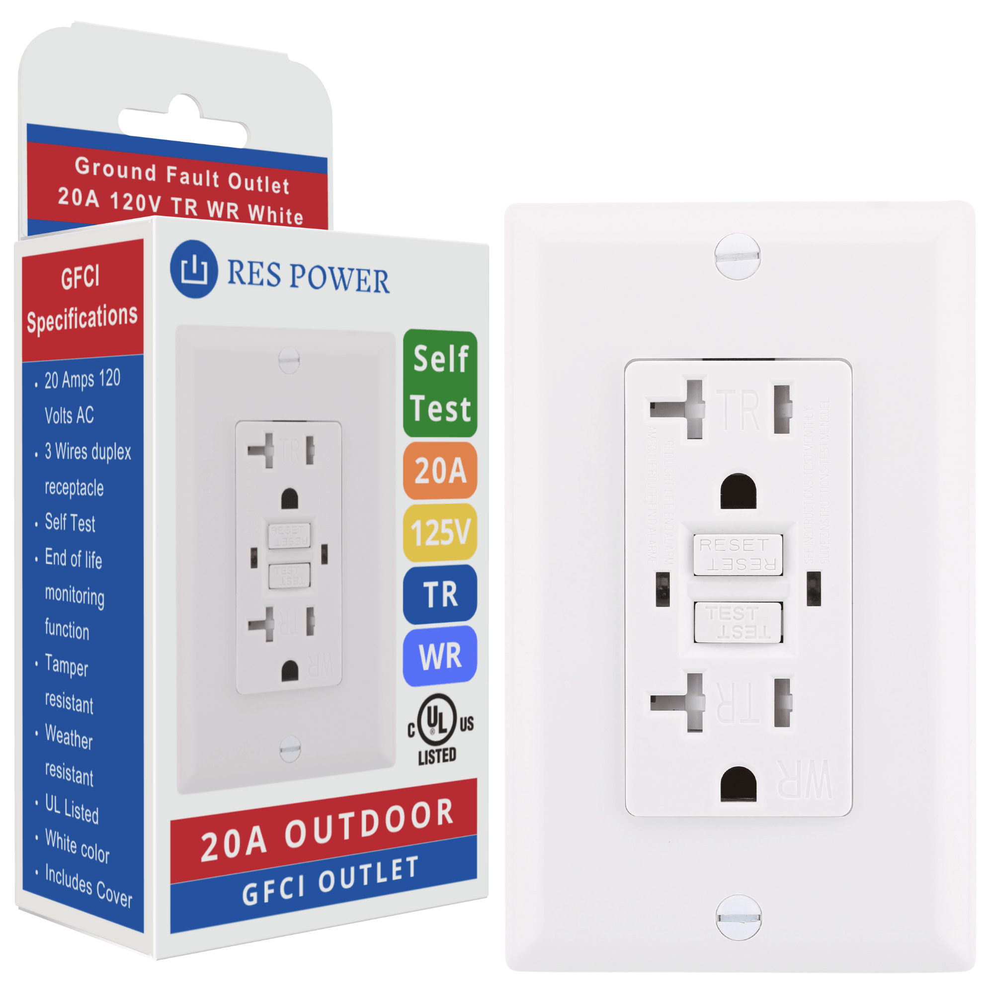 RES POWER RESGF20TWR 20A 120V Tamper/Weather Resistant GFCI Outlet