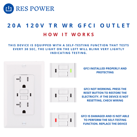 RES POWER RESGF20TWR 20A 120V Tamper/Weather Resistant GFCI Outlet