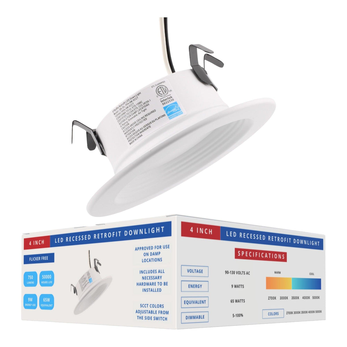 RES POWER RESRL4I5CCT LED Recessed Retrofit Light 750 Lumens 5 CCT