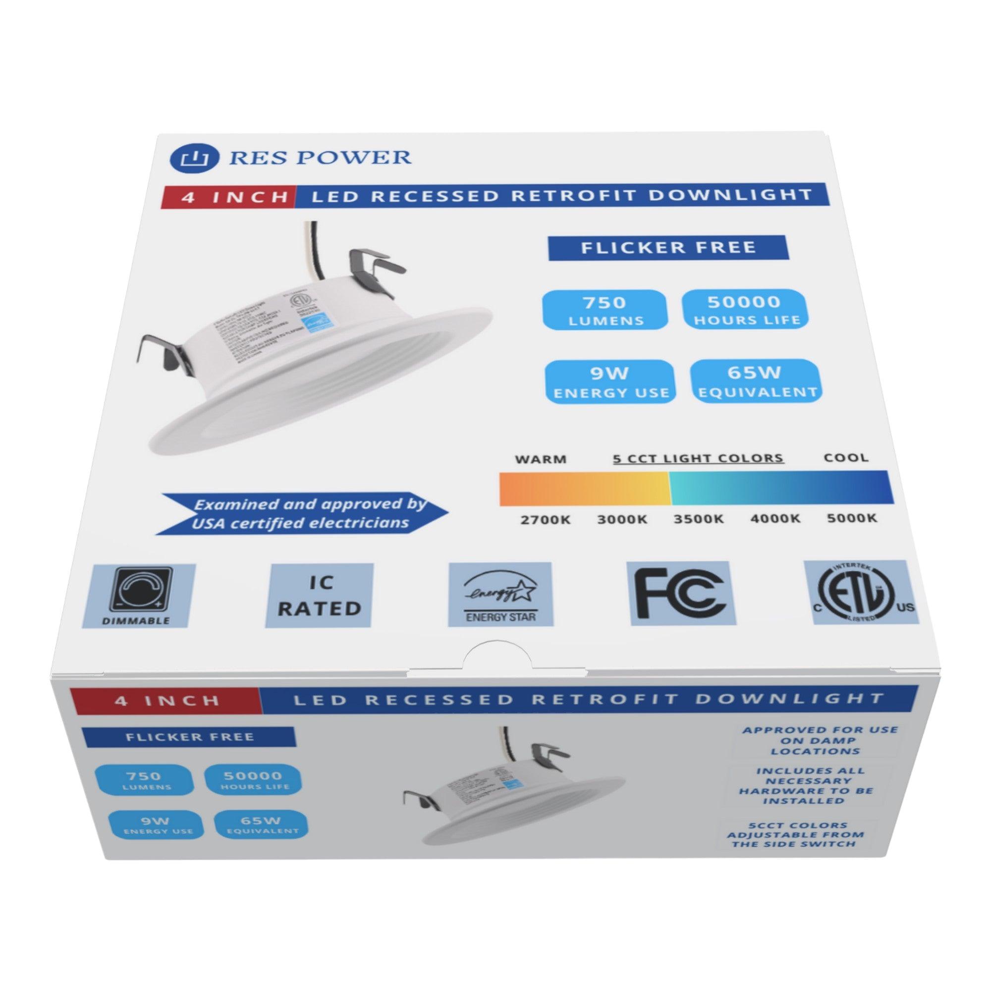 RES POWER RESRL4I5CCT LED Recessed Retrofit Light 750 Lumens 5 CCT
