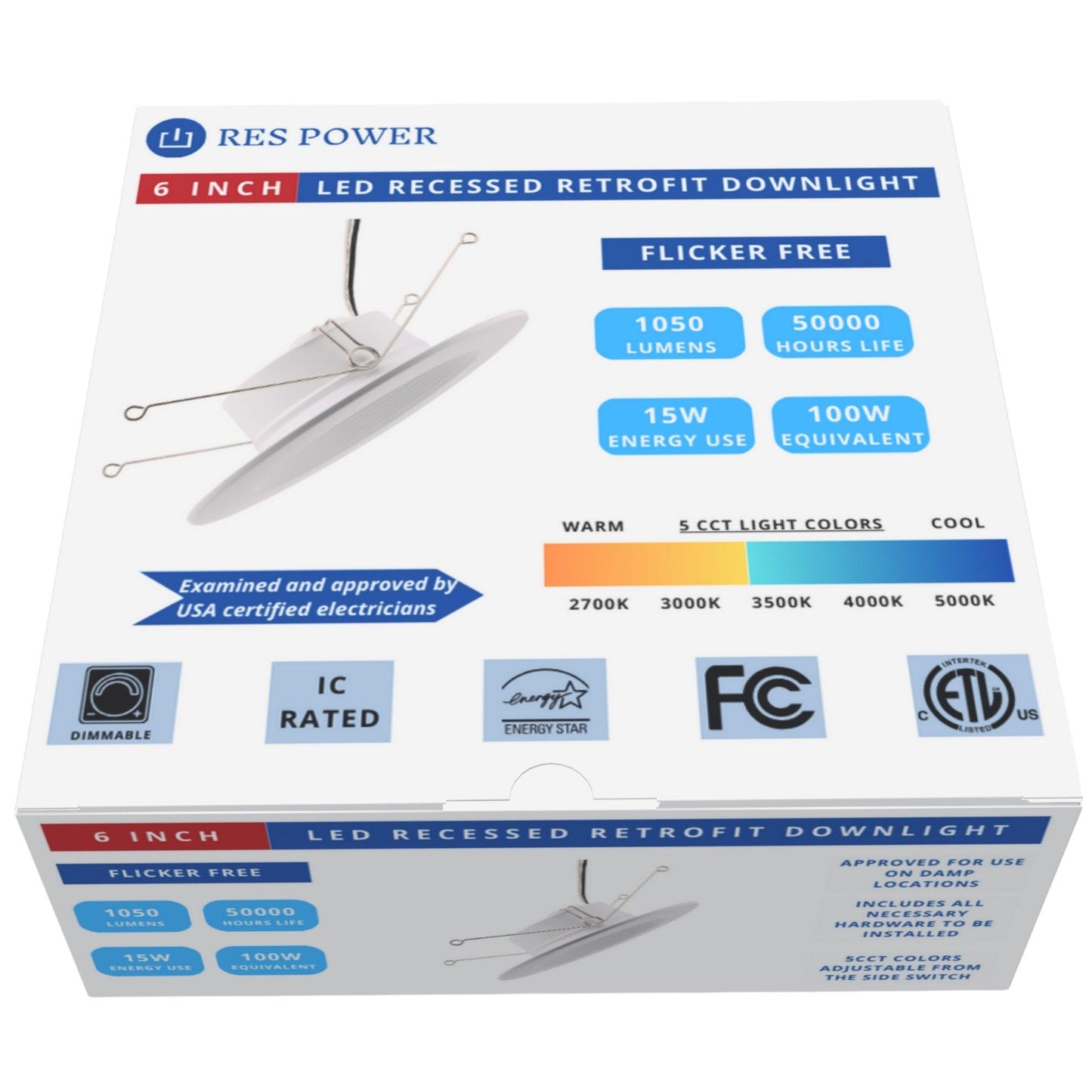 RES POWER RESRL6I5CCT LED Recessed Retrofit Light 1050 Lumens 5 CCT ...