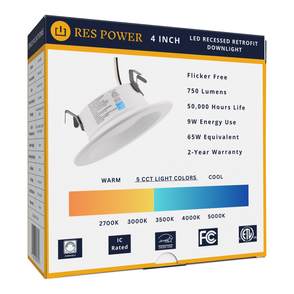 RES POWER RESRL4I5CCT LED Recessed Retrofit Light 750 Lumens 5 CCT