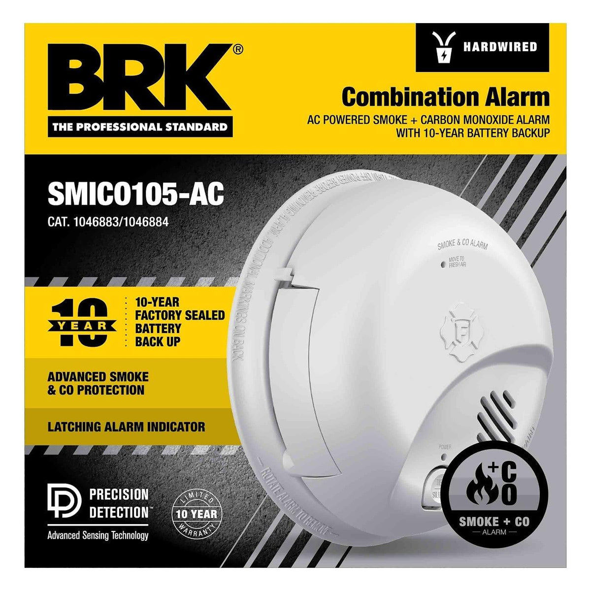 BRK SMICO105-AC 120V AC/DC Smoke and Carbon Monoxide Alarm with 10-Year Battery Backup