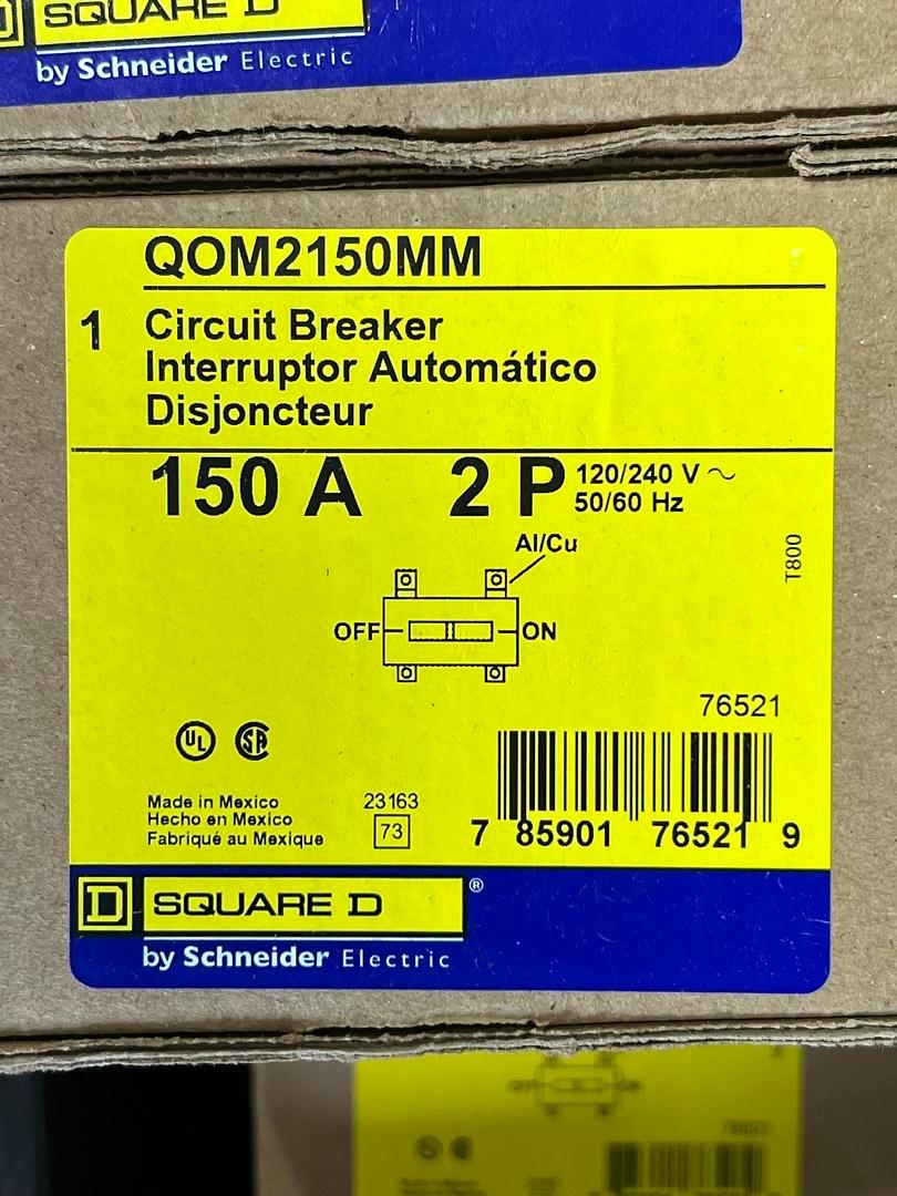 Square D QOM2150MM 150 Amp Main Breaker, 120/240V, Bolt-On Mounting
