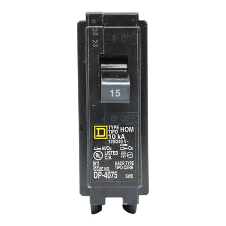 Square D HOM115 Circuit Breaker 15 Amps 120 Volts 1 Pole Plug in UL Listed