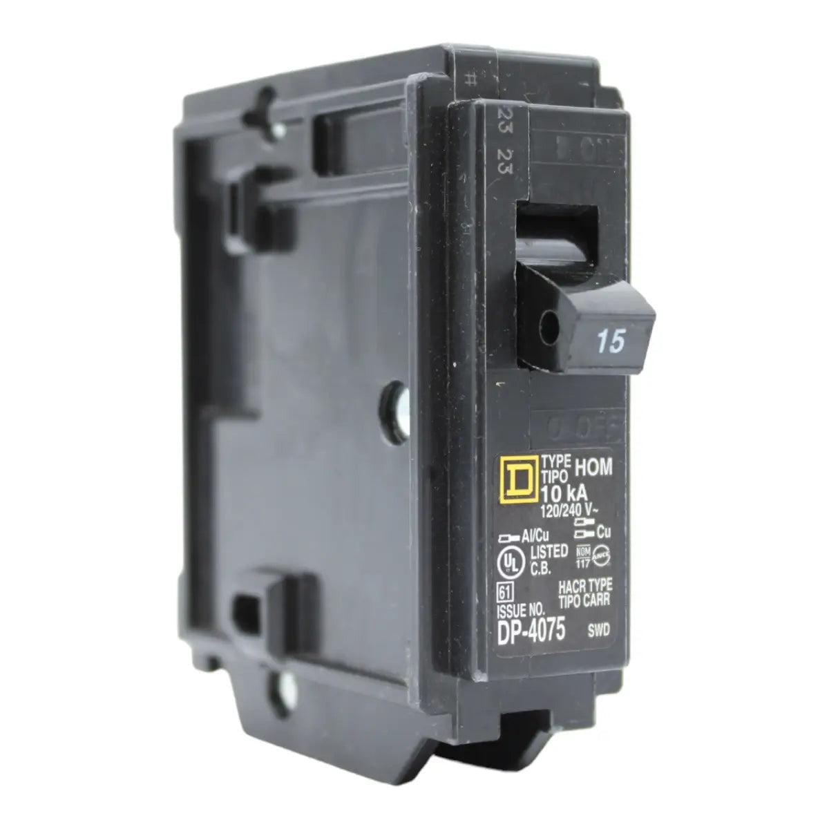 Square D HOM115 Circuit Breaker 15 Amps 120 Volts 1 Pole Plug in UL Listed