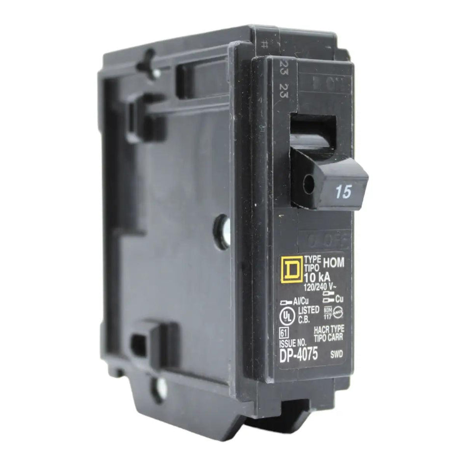 Square D HOM115 Circuit Breaker 15 Amps 120 Volts 1 Pole Plug in UL Listed