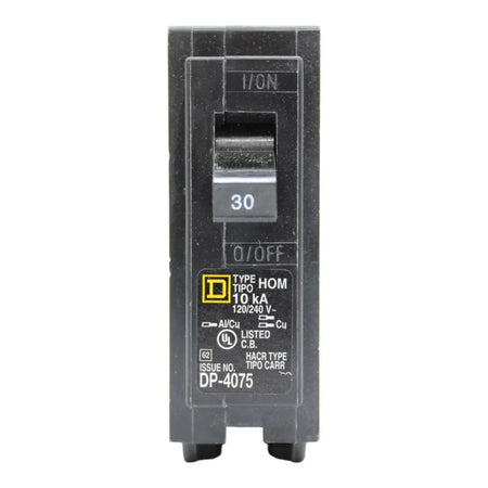 Square D HOM130 Circuit Breaker 30 Amps 120 Volts 1 Pole Plug in UL Listed