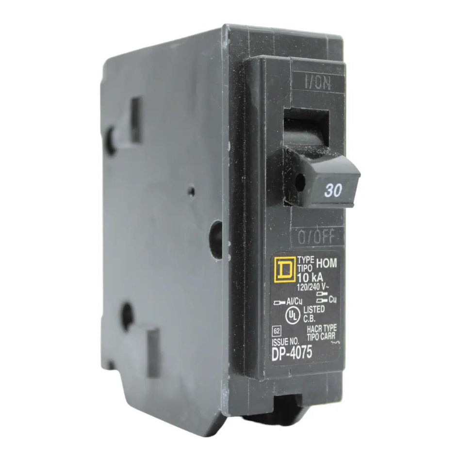 Square D HOM130 Circuit Breaker 30 Amps 120 Volts 1 Pole Plug in UL Listed