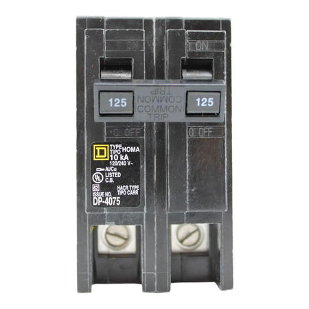 Square D HOM2125 Circuit Breaker 125 Amps 240 Volts 2 Pole Plug in UL Listed