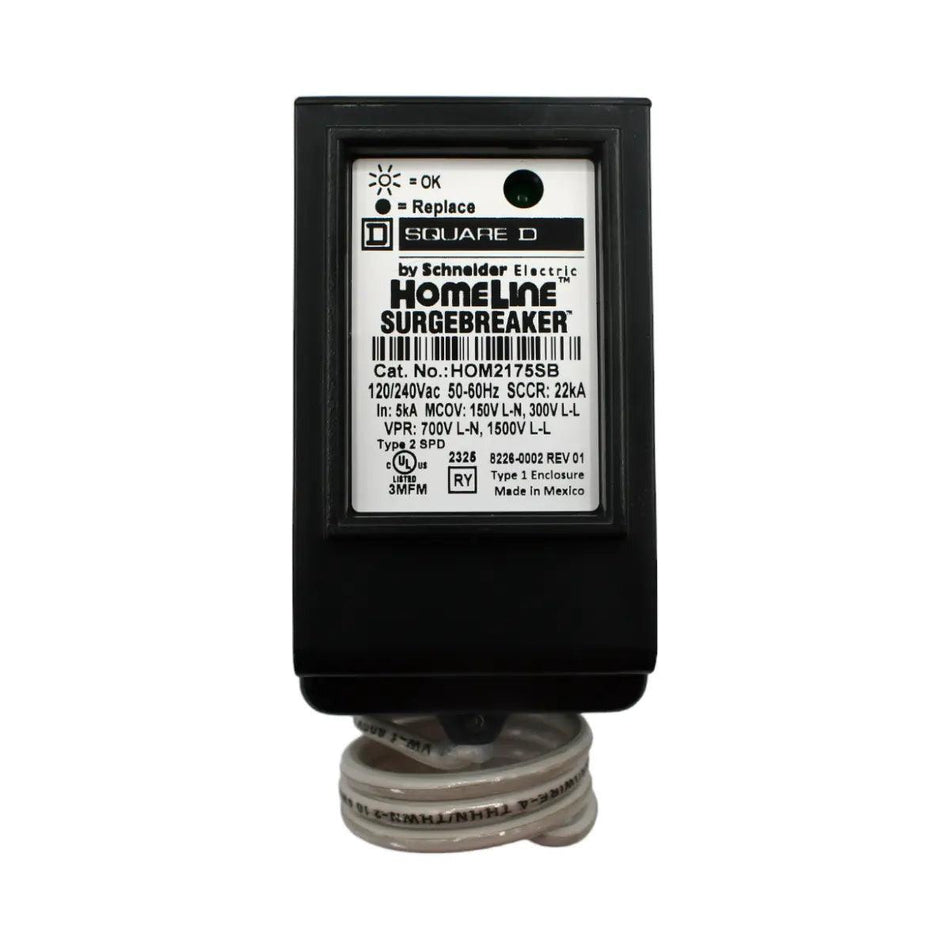 Square D HOM2175SB Surge Protector 22.5 KA 240 Volts 2 Pole Pigtail Neutral UL Listed