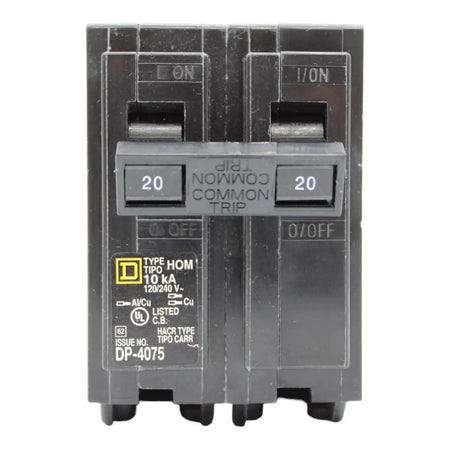 Square D HOM220 Circuit Breaker 20 Amps 240 Volts 2 Pole Plug in UL Listed