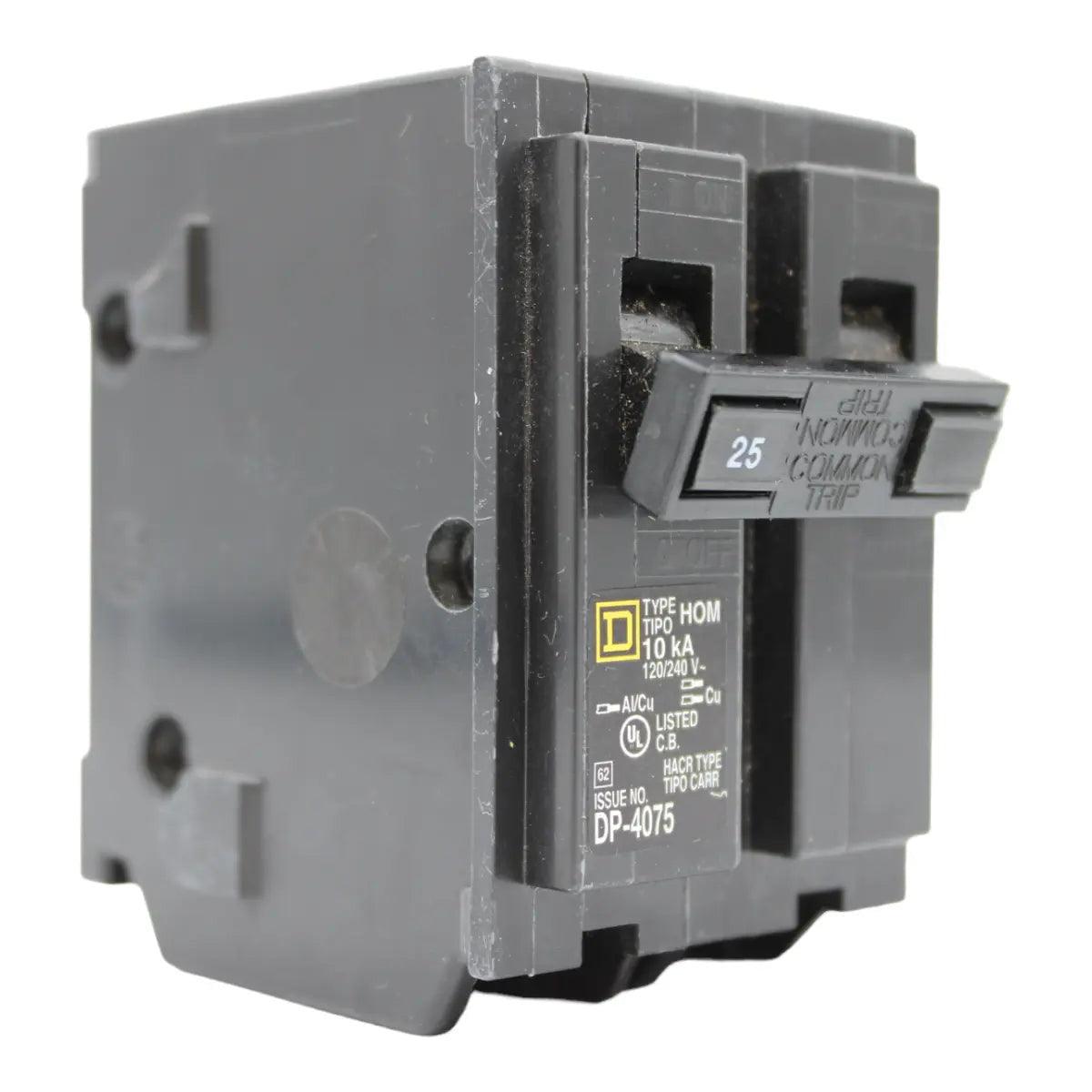 Square D HOM225 Circuit Breaker 25 Amps 240 Volts 2 Pole Plug in UL Listed