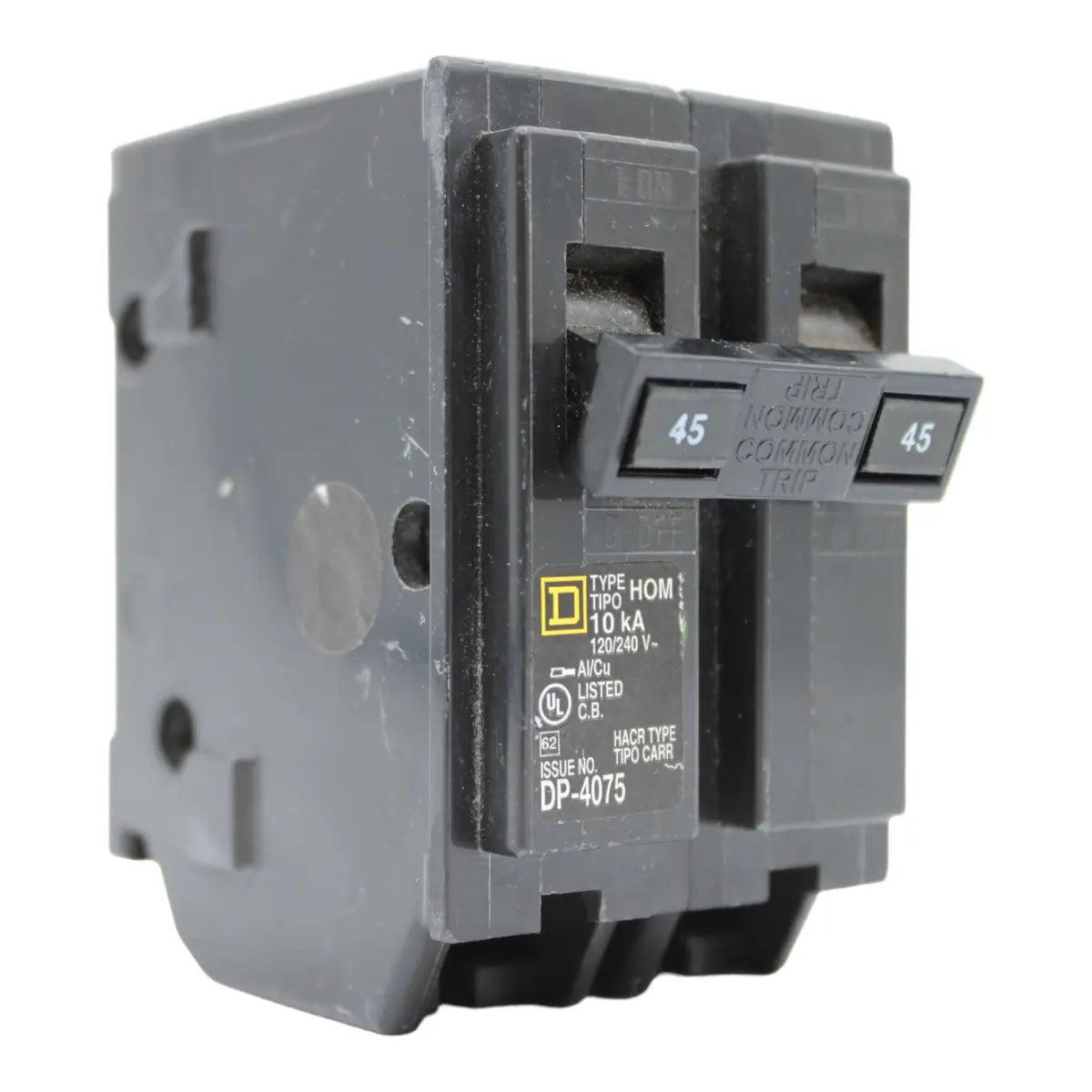 Square D HOM245 45 Amp Double Pole 240V Plug-In Standard Trip Circuit Breaker UL