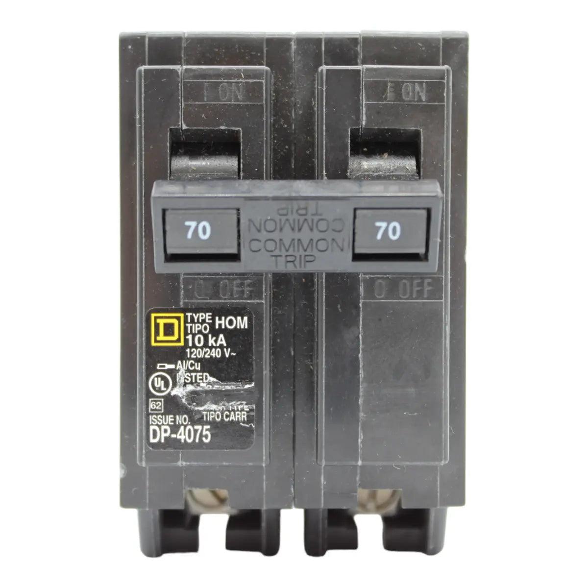 Square D HOM270 70 Amp Double Pole 240V Plug-In Standard Trip Circuit Breaker UL