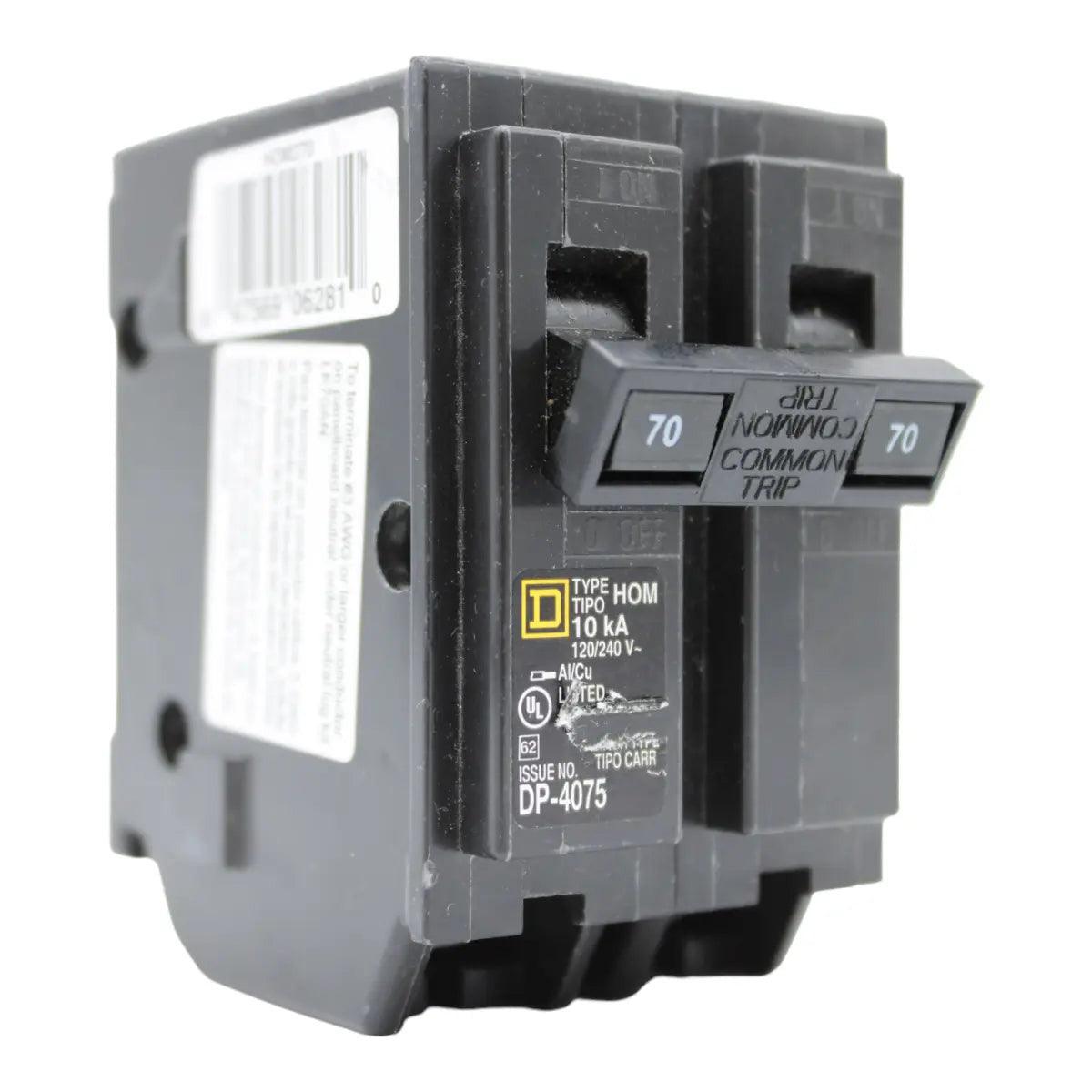 Square D HOM270 70 Amp Double Pole 240V Plug-In Standard Trip Circuit Breaker UL
