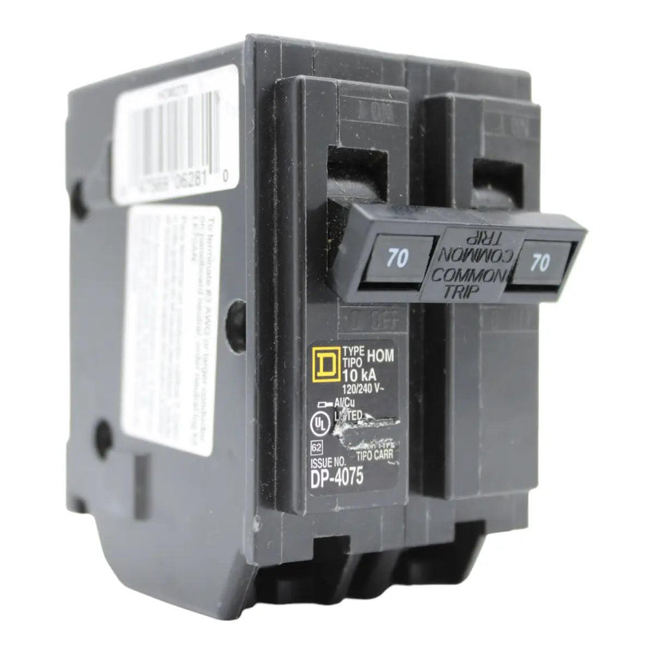 Square D HOM270 70 Amp Double Pole 240V Plug-In Standard Trip Circuit Breaker UL