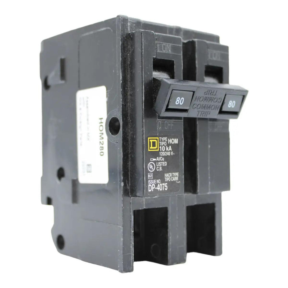 Square D HOM280 80 Amp Double Pole 240V Plug-In Standard Trip Circuit Breaker UL