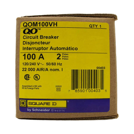 Square D QOM100VH Main Breaker 100 Amps 240 Volts 2 Pole Bolt on UL Listed