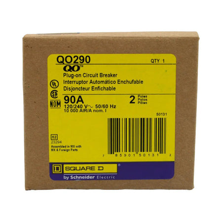 Square D QO290 90 Amp Double Pole 240V Plug-In Standard Trip Circuit Breaker UL